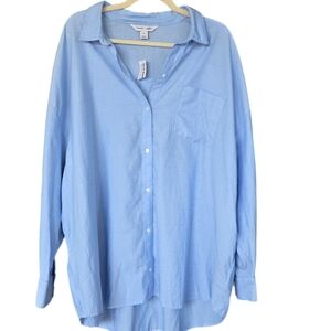 OLD NAVY Oxford Blue Oversized Boyfriend Shirt Women's XXL NWT